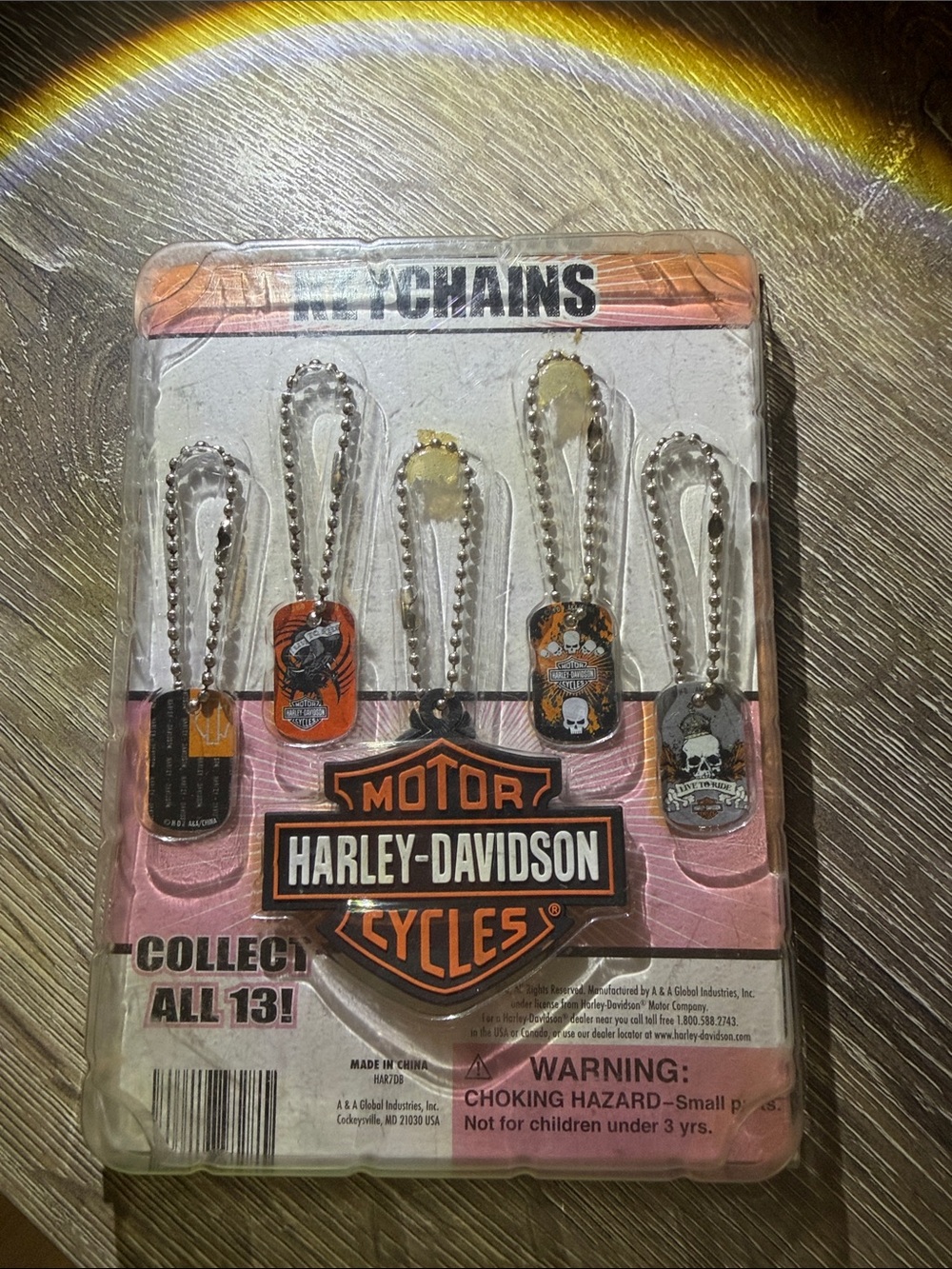 Harley-Davidson Motor Cycles Collectible Metal Keychain Bag Charm Set of 5 NEW